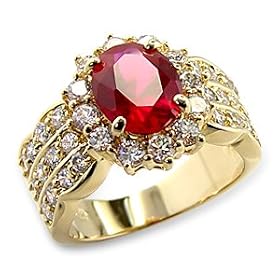 Γυναικών ροζέτων ροδοκόκκινο δαχτυλίδι Zirconia Goldtone χρώματος κυβικό
