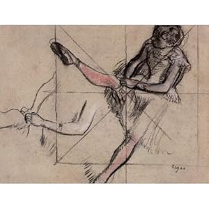Edgar Germain Hilaire Degas (Study sheet with a seated dancer in straightening of the stocking)