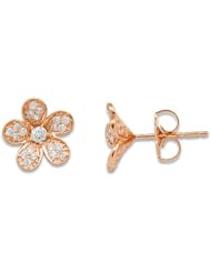 Plumeria Earrings with Diamonds in 14K Rose Gold - 10mm
