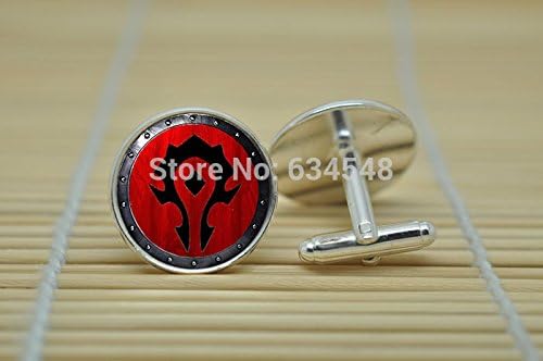 Pretty Lee Wow World Of Warcraft Logo Horde Classic In Silver Cufflinks Glass Cabochon Cufflinks C3035