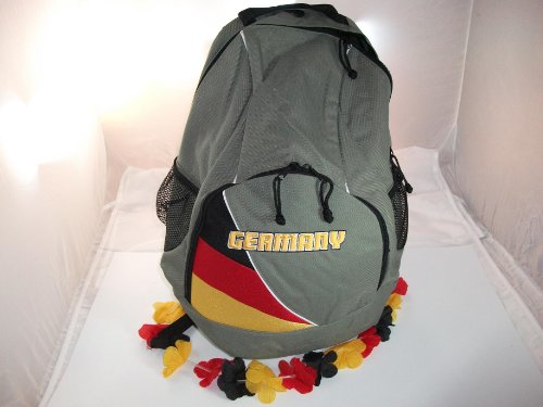 Rucksack Germany in grau mit Deutschland Fahne gestickt – Fanartikel in top Qualität