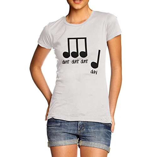 Women Cotton Novelty Funny Music Note Print T-Shirt White Small