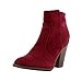 Breckelle's Heather-34W Faux Suede Chunky Heel Synthetic Ankle Boots for Women Wine Suede 8