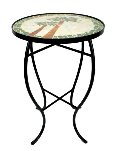 Mosaic Palm Tree Outdoor Patio Accent Table
