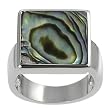 Silvertone Square-shaped Abalone Ring
