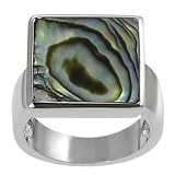 Silvertone Square-shaped Abalone Ring