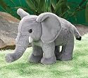 Plush Gray Elephant with White Tusks