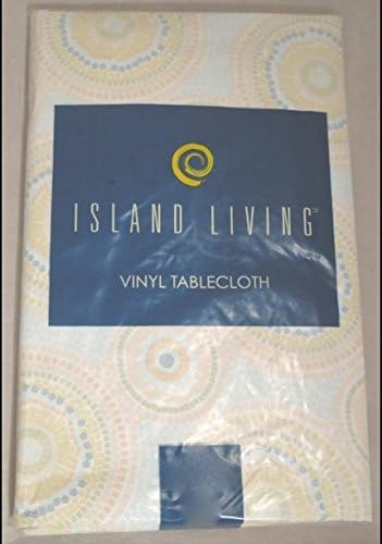 Island Living Collection Sand Geometric Mosaic Tile Flannel Backed Vinyl Indoor Outdoor Tablecloths (52 IN x 70 IN Oblong)