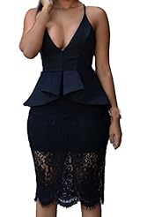 V-neck Floral Print Sleeveless Lace Peplum Polyester/Spandex Spring Summer Winter  Dress