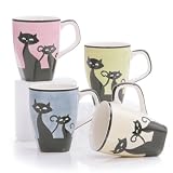 Review HuesNBrews 160-394 / HuesNBrews Cattitude 12 Ounce Mug Assorted, 4 Pack