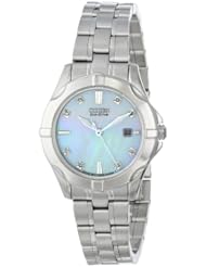 Citizen Womens EW1930-50D Diamonds Analog Display Japanese Quartz Silver Watch