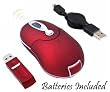 iMicro 3-Button 3D RF Wireless Optical Scroll Mini Mouse 800 DPI Resolution for Laptop and Desktop Computer Use ( Red ) ** Batteries Included ** Compatible with all Laptop, Netbook, Notebook, Or Desktop Computers