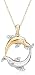 14k Two-Tone Gold Diamond Dolphin Circle Pendant (1/10 cttw, G-H Color, I1 Clarity), 18"