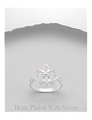 Fleur de lis CZ Ring In Brass