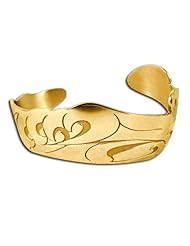 14K Yellow Gold Northwest Coast Native American Waves Bracelet. Made in USA.