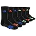 adidas Kids-Boy's/Girl's Cushioned Crew Socks (6-Pair), Black/Graphite/Shock Blue/Green/Solar Orange, Large