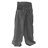 Thai Fisherman Pants Yoga Trousers FREE SIZE Plus Size Cotton gray Stripe