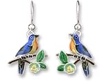 Bluebird & Dogwood Sterling Silver & Enamel Earrings