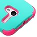 Moto X Case (1st Gen Only), Rock Me Wireless (TM) 3 items Bundle - Screen Protector, 24K Gold Plating Electromagnetic Waves Blocking Sticker and Triple Layers Protective Case for Motorola Moto X. (Teal Green / Pink)