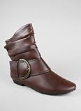 Slouchy Buckled Ankle Boot 6 CHOC