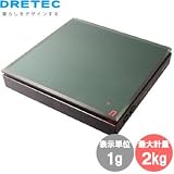 ドリテックDRETEC デジタルスケール（はかり）2kg LEDミラースケール計りKS-228BKの画像