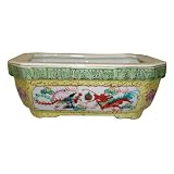 Chinese hand painted porcelain bonsai planter pot - traditional dragon and phoenix design... by Reorient