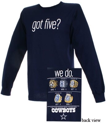 Buy Dallas Cowboys Got Five Adult Long Sleeve Super Bowl Champions T-Shirt