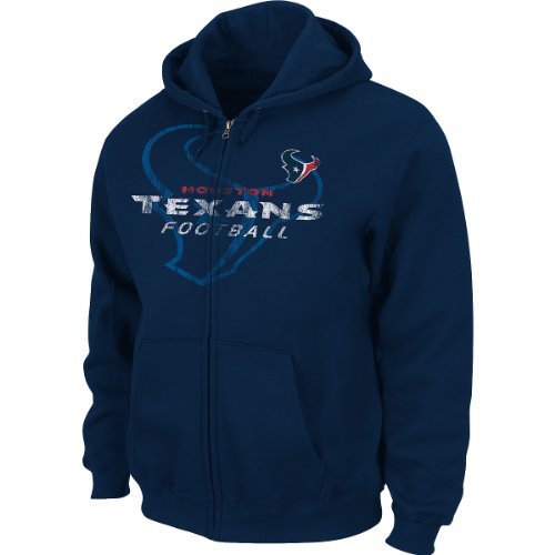NFL Men's Houston Texans Touchback IV Long Sleeve Fullzip Hooded Fleece (Navy Blue, Large)
