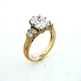 Gold over Sterling Silver Vermeil Textured Cubic Zirconia Engagement Ring Size 6(Size 6,8)