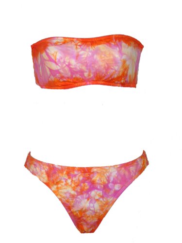 Lucky Brand Gypsy Orange Tie Dye Bandeau Bikini S