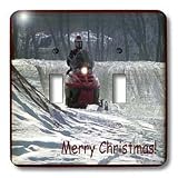 Beverly Turner Christmas Design and Photography - Snowmobile Rider Merry Christmas - Light Switch Covers - double toggle switch