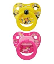 Bibi Dental Shaped Soothers 3 Pk - 'Pink & Yellow Collection' (from 1st day)