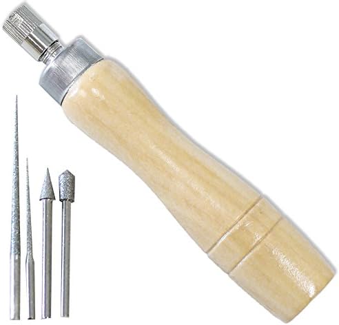 5-Piece Toolkit | Bead Reamer & Sanding Set | Wooden Handle | 4 Multi-Functional Replaceable Heads | Precision Crafting Tool