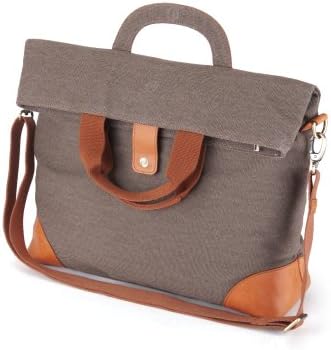 Designer Casuals Canvas and Leather Convertible Tote Bag, Large, Khaki and Brown