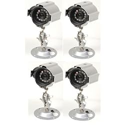 Q-See QD28414C4 4 Pack Weatherproof Outdoor/Indoor Color CCD Camera Kits with 30-Feet Night Vision and Sony Image Sensors