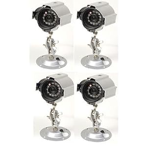 Q-See QD28414C4 4 Pack Weatherproof Outdoor/Indoor Color CCD Camera Kits with 30-Feet Night Vision and Sony Image Sensors