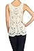 BFF Clothing Womens Floral Sleeveless Crochet Tank Top Natural