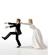 Comical Bride and Groom Cake Topper 4 1/4in
