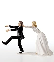 Comical Bride and Groom Cake Topper 4 1/4in