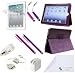 Purple PU Leather Case / Stand / Cover for Apple iPad 2 / iPad 3 with Sleep/Wake Function + Clear Screen Protector + Retractable Cable + Car Charger & Premium 10W Wall Charger + 2 Medium Stylus Pens + 2 Short Stylus Pens + The Friendly Swede® Microfiber Cleaning Cloth