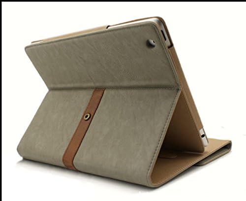 LYSTOCK iPad Air Case, Retro Belt Buckle Design Premium PU Leather Folio Stand Smart Case Cover Case with Leather Belt+buckle for Apple iPad Air/ipad 5 (Gray)