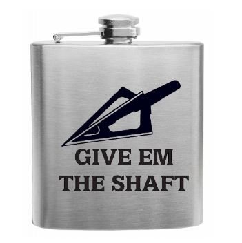 Sumaria Trader Stainless Steel 6 Oz Flask with Give Em The Shaft Bow Hunting