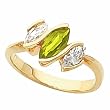 14K Yellow Gold Peridot and Diamond Ring