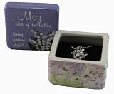 Flower Of The Month Keepsake Box & Necklace - May Jewelry Box and Necklace