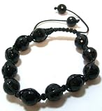 Just Give Me Jewels Yoga Style Macrame Bead Bracelet With Faceted 12mm Black Onyx Beads