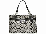 Coach Signature Penelope Turnlock Carryall Bag Purse Tote 16540 Black/White