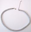 16" 7mm Silver Woven Cloth Choker Necklace with Adjustable Chain (1)
