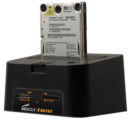 Eagle Tech ET-CSKESU2-BK 2.5/3.5-Inch Drive Docking Station with Card Reader, USB Hub, eSATA and OTB
