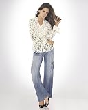 Newport News Jeanology Distressed Wide Leg Cargo Jeans
