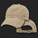 Khaki Tan Vintage Distressed Polo Style Unstructured Low-Profile Baseball Cap Hat